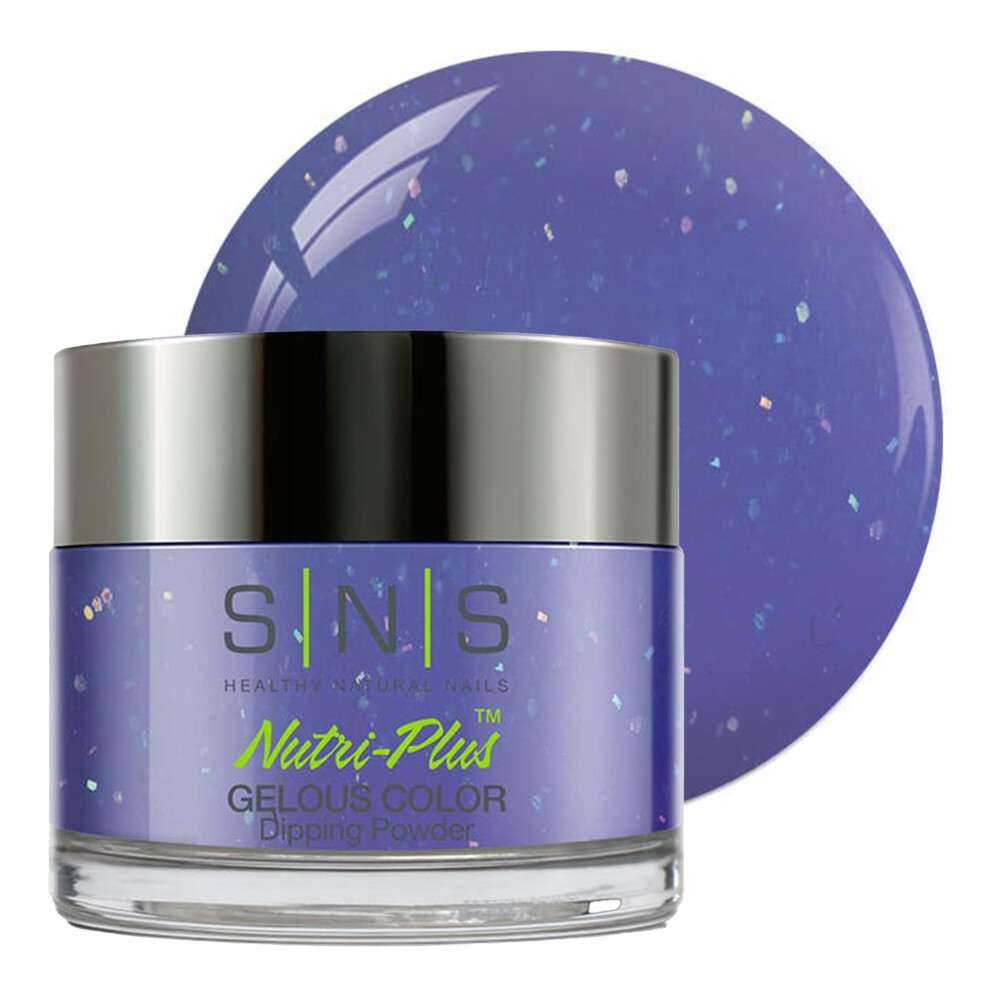 Sns Healthy Natural Sns Nail Dip Powder, Gelous Color Dipping Powder - Crystal Blue (Blue/Glitter) - Long-Lasting Dip Nail Color Lasts 14 Days - Low-Odor & No Uv Lamp Req