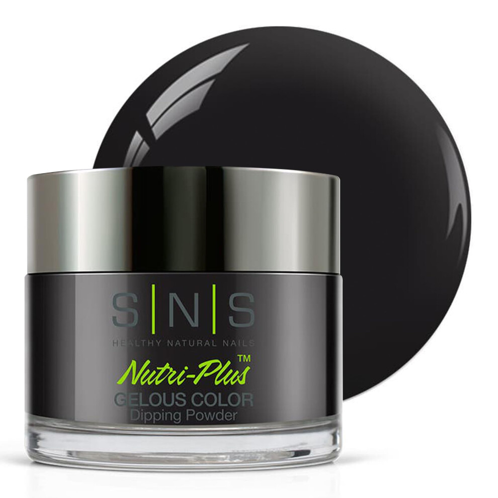 Sns Healthy Natural Black Sns Nail Dip Powder, Gelous Color Dipping Powder - Mozart (Black) - Long-Lasting Dip Nail Color Lasts 14 Days - Low-Odor & No Uv Lamp Required - 1Oz