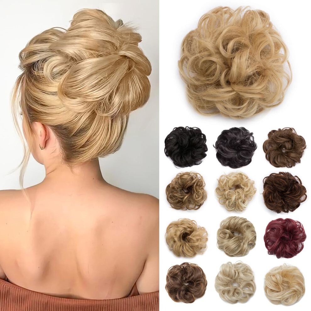 Benehair Messy Bun Hair Piece Scrunchy Updo Hair Pieces For Women Fluffy Wavy Hair Bun Scrunchies Donut Hairpiece Synthetic Chignons With Elastic Rubb