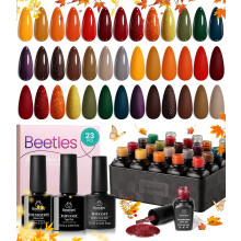 Set de Esmalte de Uñas en Gel Beetles 20 Colores Colección Cozy Campfire