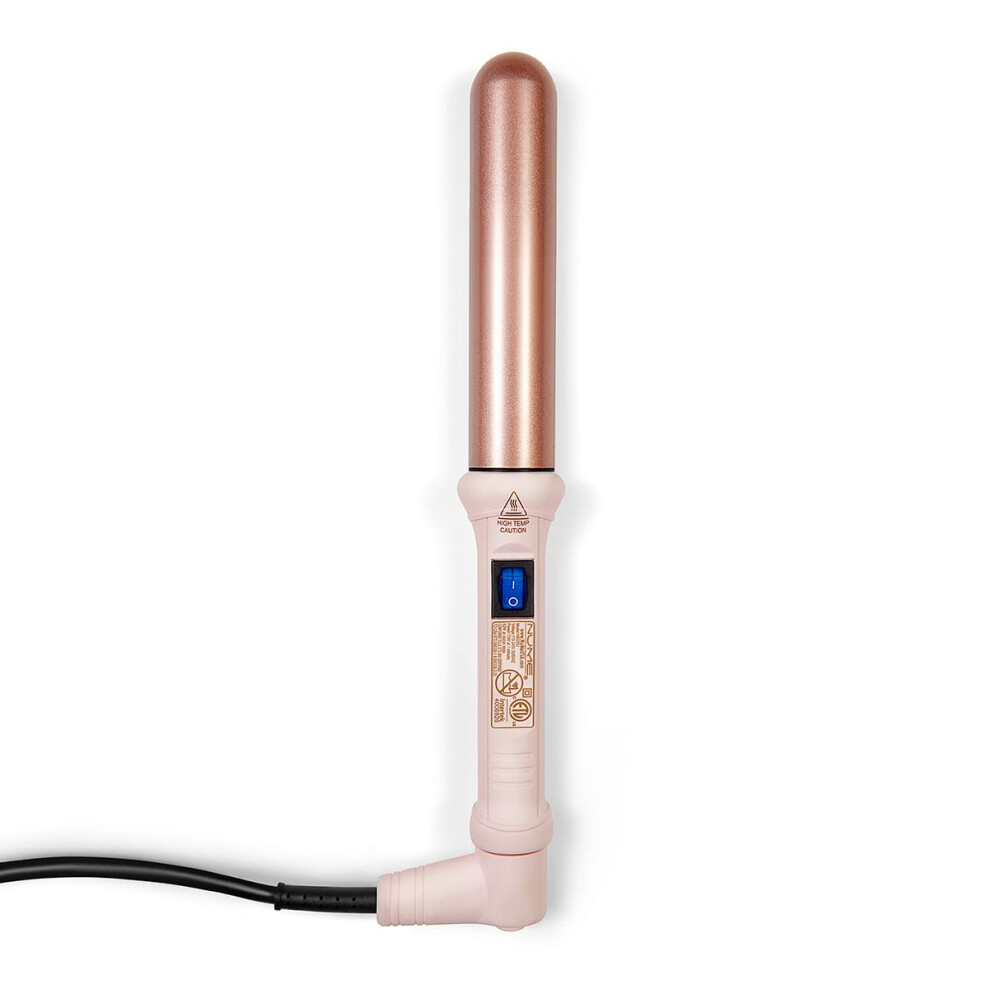 Nume Classic Ceramic Curling Wand - Tourmaline Hair Curler, Negative Ion Conditioning, Far Infrared Heat - All Hair Types (1 Inch, Blush)