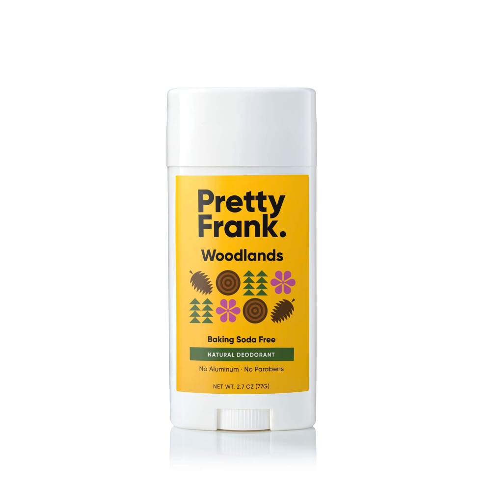 Pretty Frank Natural Aluminum-Free Deodorant Stick, Baking Soda-Free, Woodlands (1-Pack) | Sensitive Skin Friendly, Effective Odor Control For Women &