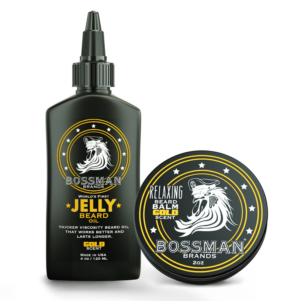 Bossman Beard Oil Jelly And Relaxing Beard Balm Combo- Gold Scent