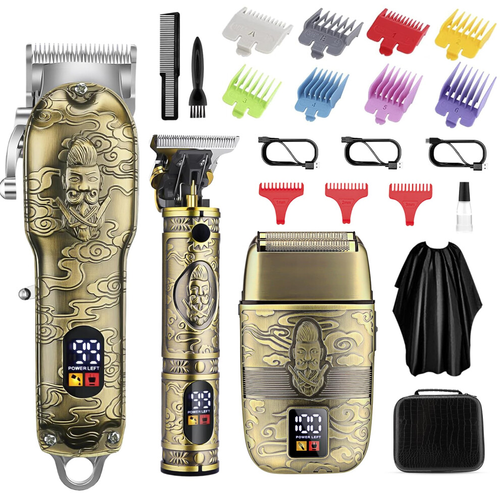 Soonsell Men's Professional Hair Clippers For Cordless, Clippers And Grooming Set,Electric Shavers, Clippers And T-Blade Trimmers Set,Hair Cutting