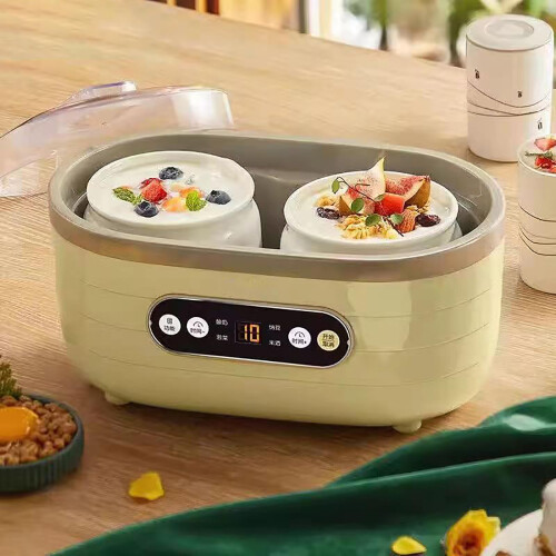 Small Multifunctional Yoghurt Maker with 2 Large and 6 Small Cups, Adjustable Time and Temperature