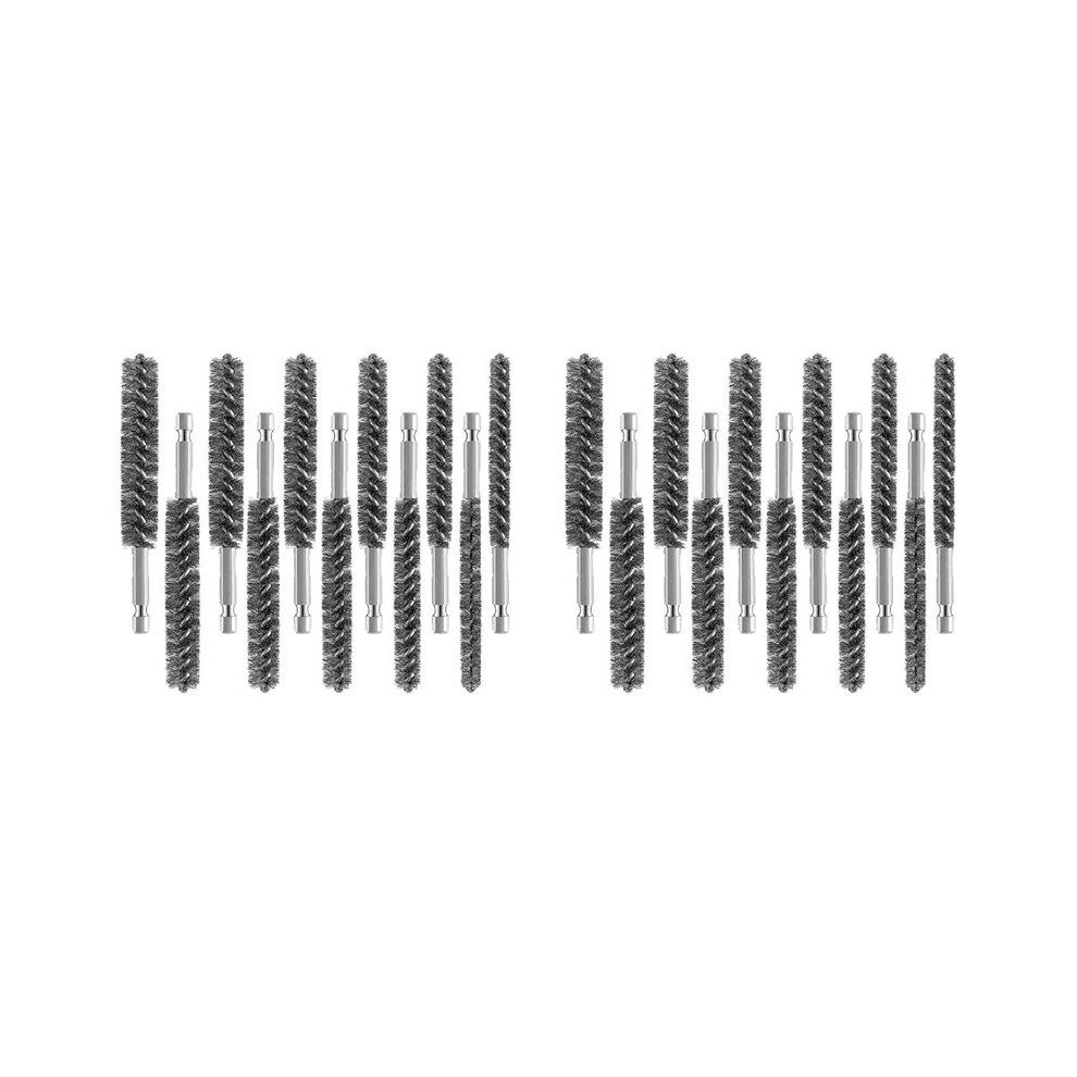 Stainless Steel Bore Brush Stainless Steel Bristles Wire Brush For Power Drill With Hex Shank Handle 24 Pcs 6032287520555