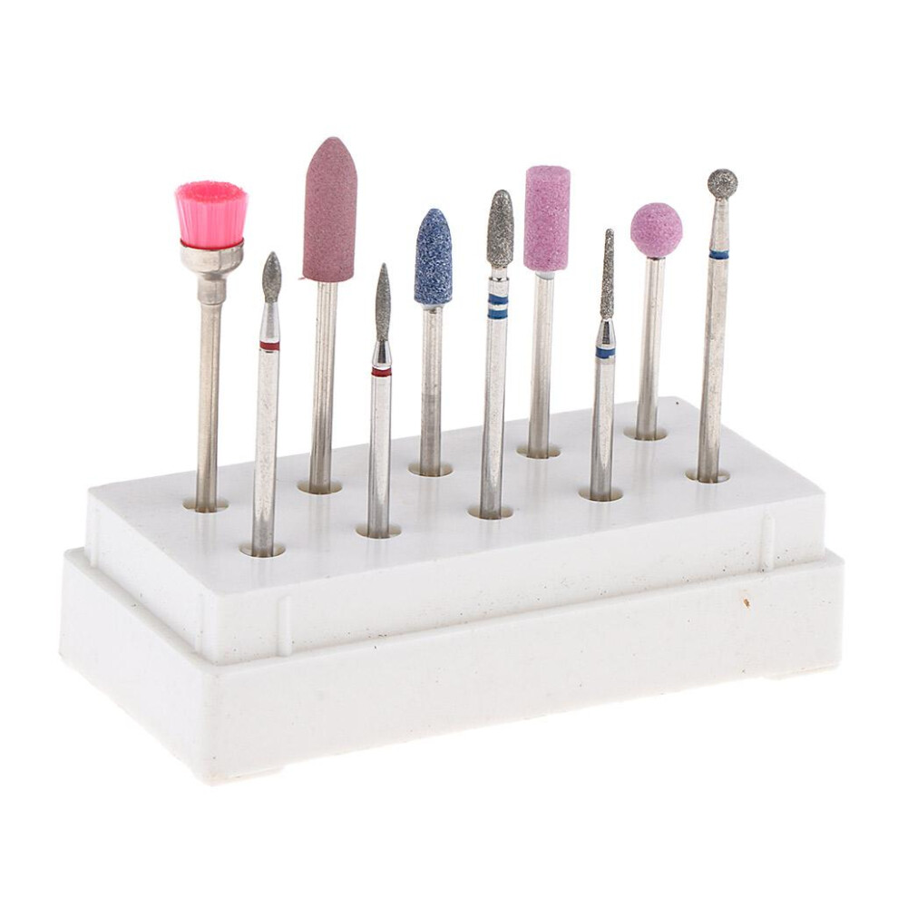 10pcs/set Cuticle Clean Nail Drill Bit File Polishing Electric Drill B