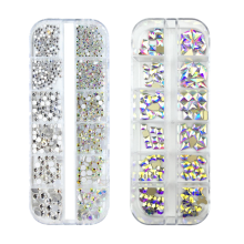 Shiny Crystal Flatback Rhinestones, Multi-Shaped Nail Gems for Versatile Decorations, Creativity, Travel with Value Nail Art Set for DIY Projects