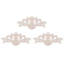 3pcs 22 X 10 cm Wood Carved Corner Onlay Applique Decor Furniture Unpainted