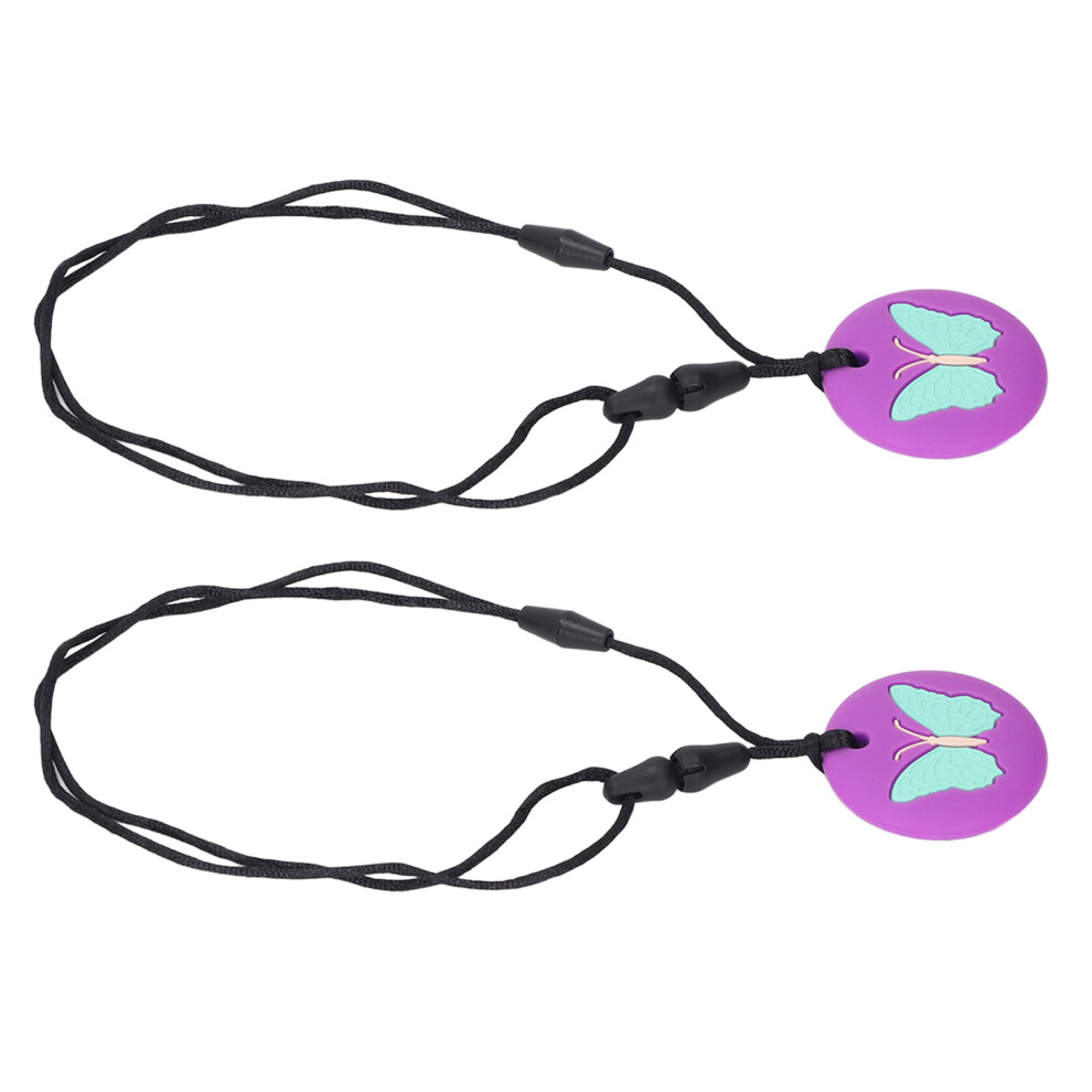 2Pcs Purple Sensory Chew Necklace - Safe Silicone for Kids & Toddlers