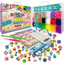 Rainbow Loom Armband-Kit - Webrahmen mit 5600 Gummibändern, Charms und Perlen - BANDAI