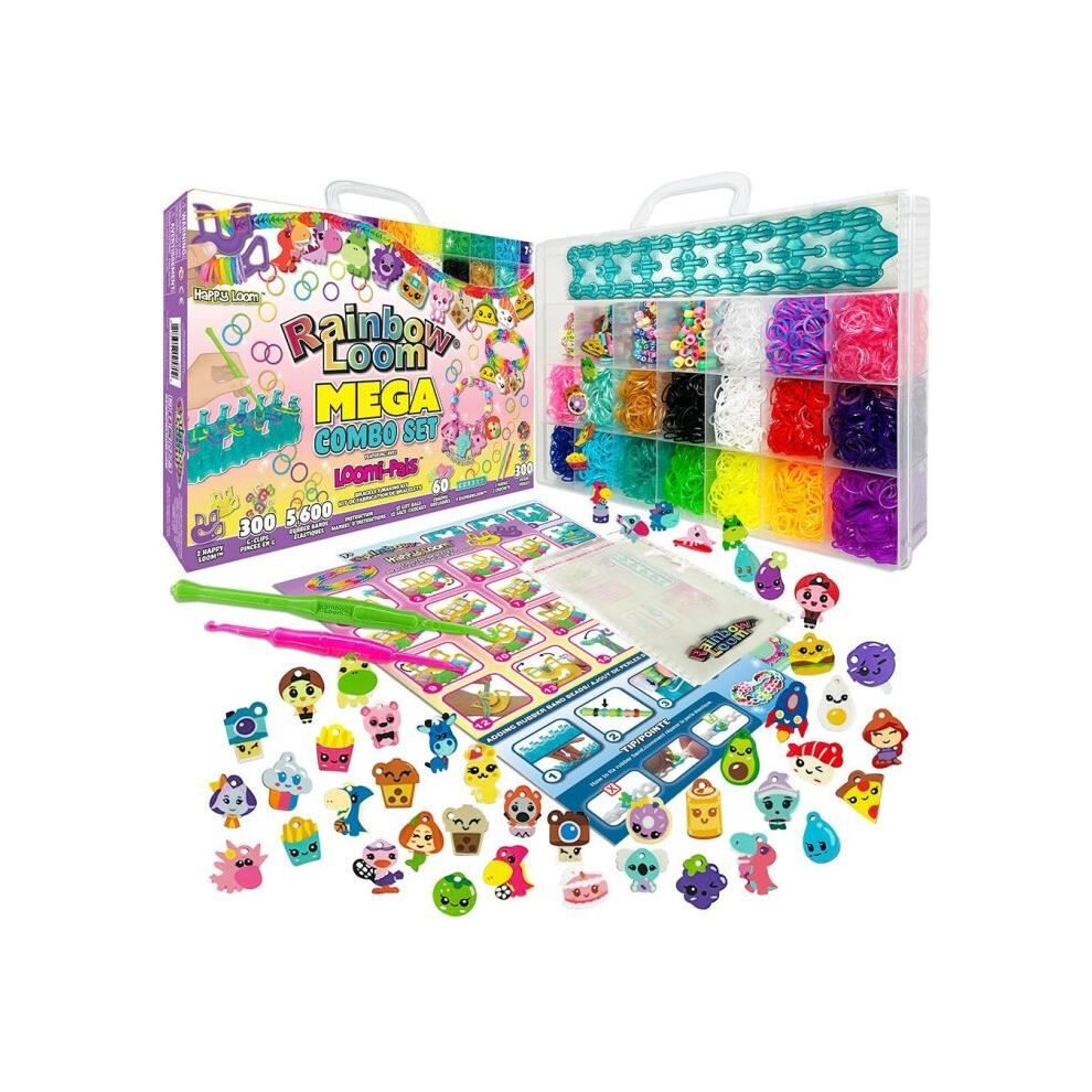 Bandai Rainbow Loom Bracelet Making Kit - Loom With 5600 Elastics, Charms And Beads
