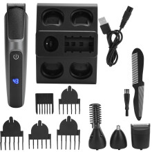 Allmetal 5 In 1 Beard Grooming Kit, Safe Shape Blade Fine Cutting Durable Blades, Gentle With Skin For Facial, Body Hair Trimming, Turbo Speed Motor