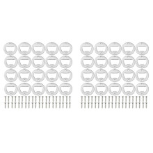 Bottle Opener Insert Kit,40 Set Round Inset Bottle Opener Kit for DIY Keychain Beer Spanner Jar Bottle Opener Corkscrew