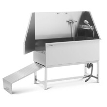 Baignoire de toilettage pour chien acier inoxydable jusqu'à 60 kg avec rampe alliage d'aluminium cuivre