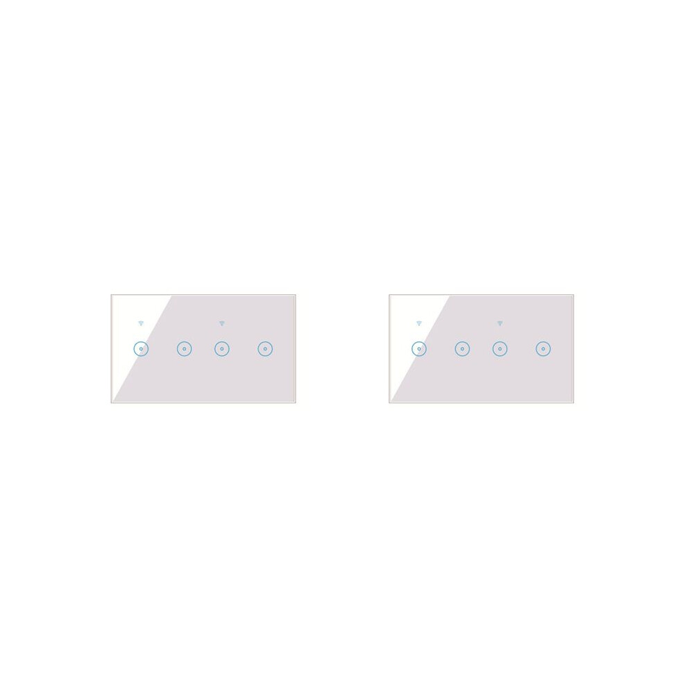 2X Wifi Wall Light 10A Glass Touch Panel Wireless Interuptor 4 Gang Wireless Remote Control (White) 6032985014400