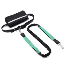 (One Leash, Mint Green) Hands-Free Dog Leash for 2 Dogs, Adjustable Waist Leash with Pouch & Padded Handle, Dog Walking Accessories