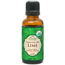 Aceite Esencial de Lima Orgánico - Orgánico Certificado, Destilado al Vapor - Con goteros europeos (30 ml)