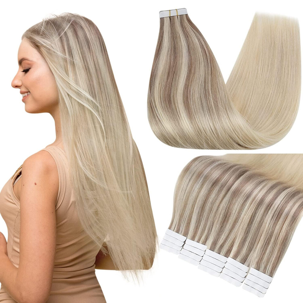 Fshine Full Shine Pu Tape Hair Extensions 20 Inch Brazilian Remy Human Tape In Hair Extensions 18/22/60 Balayage Silky Straight Remy Hair 50 Grams Seamless H