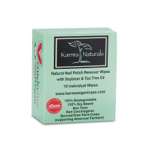 Karma Organic Natuurlijke Nagellak Remover Doekjes met Soja en Tea Tree Olie, 100% Soja, Niet-toxisch, Vegan - Verpakking van 10