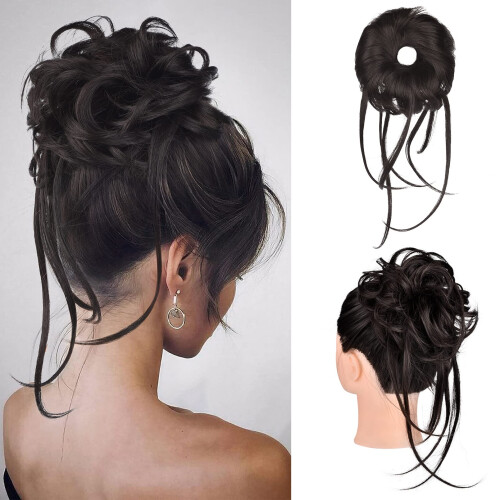 HOOJIH Messy Bun Hårstycke, Super Lång Tousled Updo Hårbunt