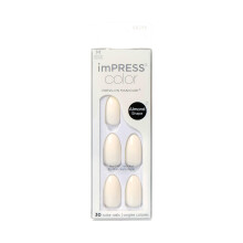KISS imPRESS No Glue Mani Press-On Nails, Farbe 'Ballroom', Weiß, Mittel, Mandelform, 30 Nägel