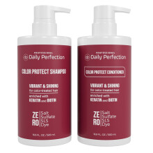 Kleur Protect Shampoo en Conditioner Set met Biotine en Keratine, Zoutvrij, Sulfaatvrij, Parabenenvrij, voor Heldere Kleuren