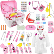 35-Piece Kids Doctor Pretend Play Set with Electronic Stethoscope, Dentist Vet Medical Toy Gift for 3-6 Year Old Boys