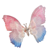 (Pink Blue) Butterfly Children Fairy Pearl Hairpin Girls Moving Headpiece Gift Clip Duckbill