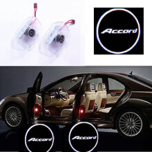(Black)Fashion 2pcs Led Car Door Step Welcome Projector Courtesy Shadow Light Honda For