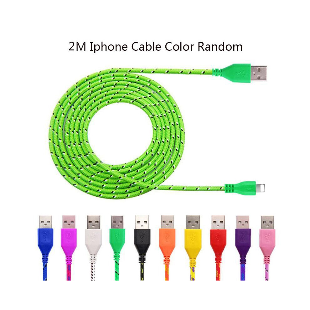 (Iphone-2(Random Color)) 2M 3M 1M Nylon Braided Micro Usb Cable Charger For Android Mobile Phone 693146214723