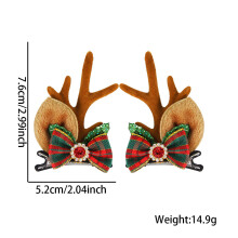 (Brown Check Bow Antler) Stylish Hair Christmas Accessories With Cute Plush Antlers And Festive Women For Decorations