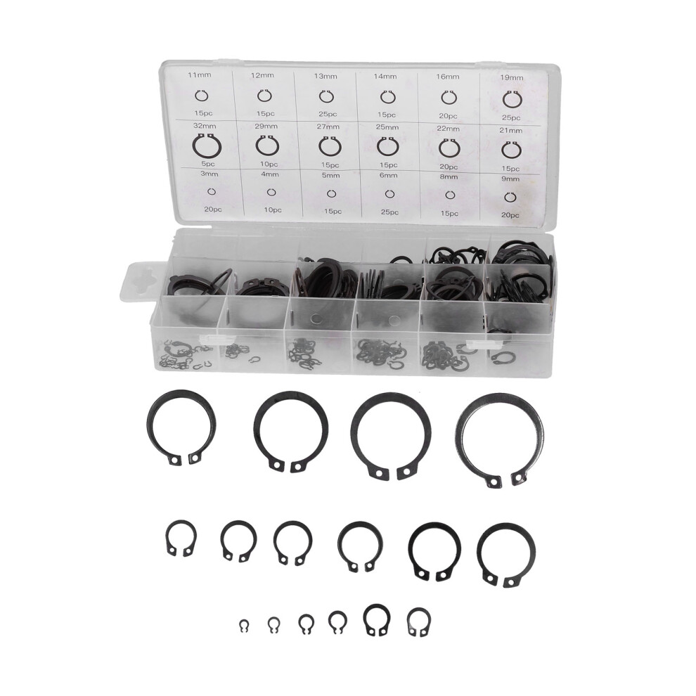 Transparent Storage Case Snap Ring Shop Assortment External Circlip Snap Retaining Clip Rings Set Durable Heat-Treated Hardened Steel Wide Size Range 9159805490941