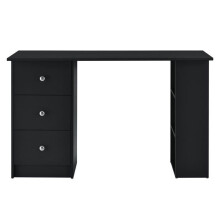 Mesa de escritório para trabalho informático com 3 gavetas em madeira melaminada 120 cm preta 03_0004713