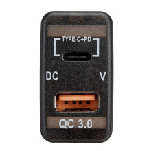 3X Car Type-C+PD QC3.0 Charger Dual USB Adapter Dashboard Socket Voltmeter for Landcruiser Prado Hiace RAV4