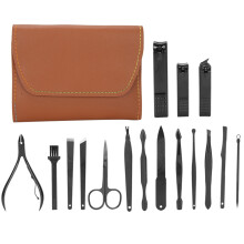 Kit per la cura delle unghie di alta qualità con strumenti in acciaio inossidabile, set professionale per manicure con custodia in pelle, strumenti