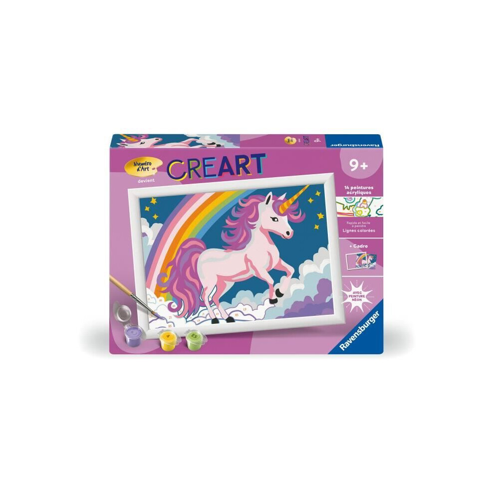 Ravensburger Creart Kids 18X24cm Neon Unicorn, Paint By Numbers Art Kit, Aged 7 And Up, 25904,