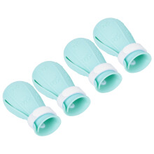 Light Green 4 Pcs Silicone Cat Booties Anti-Scratch Foot Covers, 3x7x3.5cm