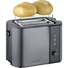 Grille-pain compact 2 fentes - SEVERIN - AT 9573 - Toaster compact - Réglage brunissage - Fonction décongélation - inox/noir