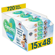 Pampers Harmonie Aqua Baby Wipes Plastic Free 15 Packs x Wipes = 720 pieces, Hel