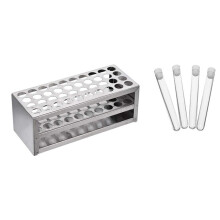 100Pcs Clear Plastic Test Tube with Cap 12X100mm U-Shaped Bottom with 14mm 40 Hole Aluminum Test Tube Rack