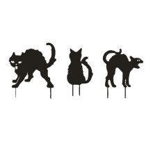 Lot de 3 piquets de jardin en métal en forme de chat