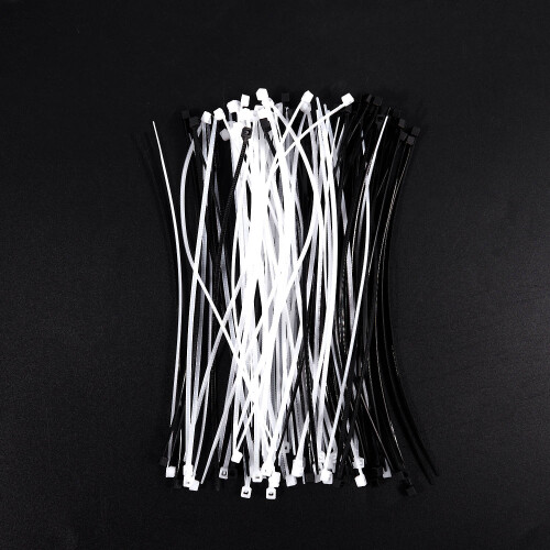 3mm x 150mm Auto Wire Push Cable Zip Tie Organizer White Black 100 Pcs