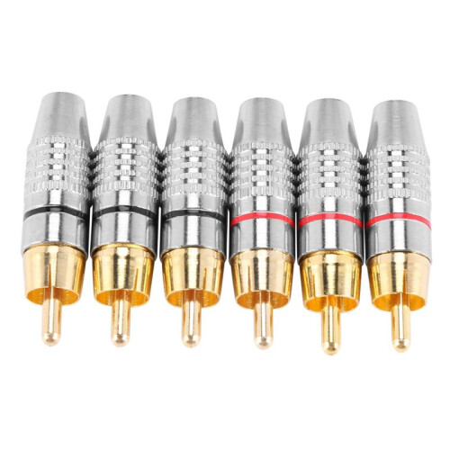 Cinch-Steckeradapter, Vergoldeter Audio-Phono-LöTanschluss, High-End - 6Er-Pack, Silber
