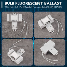 White Plastic Shell 4 Pin 2D Tube Bulb Fluorescent Ballast AC 220V 0.19A 38W