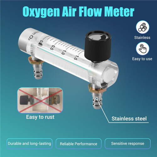 0.1-1.5LPM 1.5L Oxygen Flow Meter Flowmeter with Control Valve for Oxygen Air Gas 1