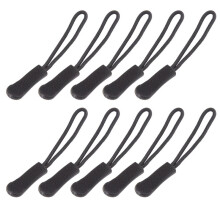 10 Anti-slip zipper puller, zipper, zipper extension trailer, practical and robust for back pack, jacket, etc.- Black