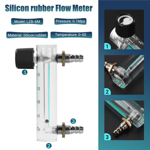 0.1-1.5LPM 1.5L Oxygen Flow Meter Flowmeter with Control Valve for Oxygen Air Gas 2