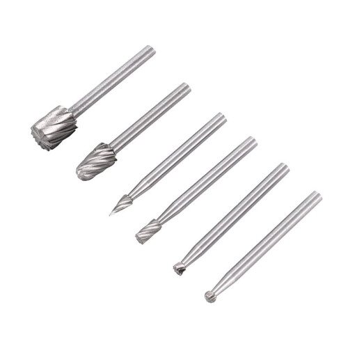 6PCS HSS Rotary Multi Tool Burr Routing Router Bit Mill Cutter Attachment for