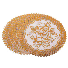 6 Exquisite Gold-tone Flower Dinning Table COASTERS SET